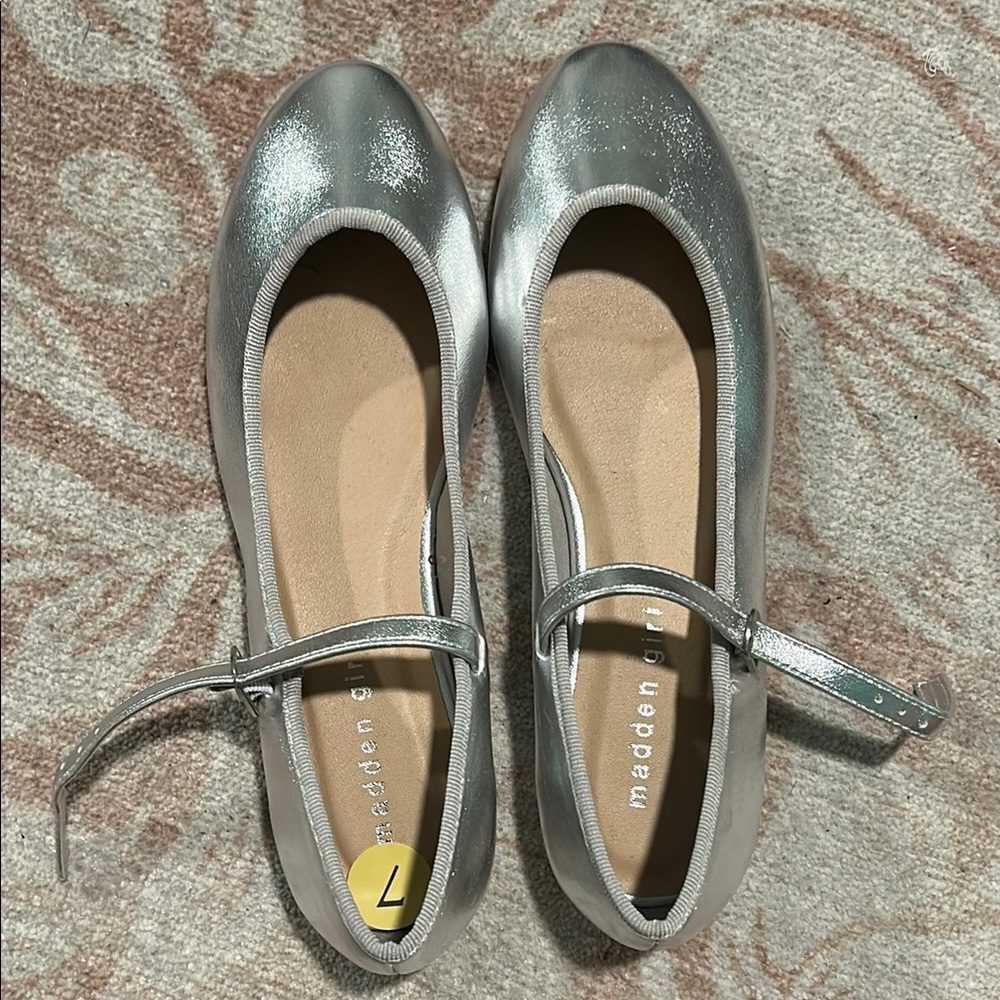 Madden Girl Metallic Silver Kids Dress Shoes